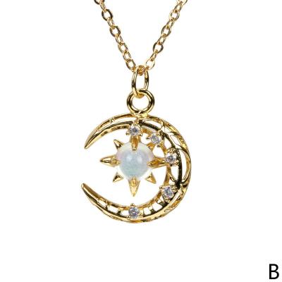 China Environmental Friendly Good Quality Zircon Crescent Moon Charm Crystal Necklace For Women for sale