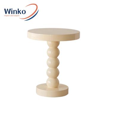 China Nordic White Cream Wood Round Table Side Lamp End Table Solid Wood Modern Design Ins Solid Wood Coffee Table For Home Decoration for sale