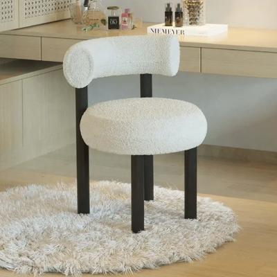 China Nordic Modern Modular Donut Circle Multicolor Simple Dining Chairs White Lambs Sheep Wool Leisure Chair for sale