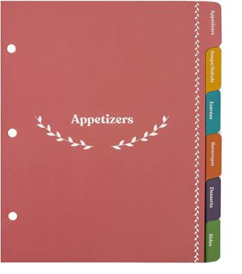 China Divider Ring Binder Recipes Wholesale Recipe Binder Paper Recipe Binding for sale