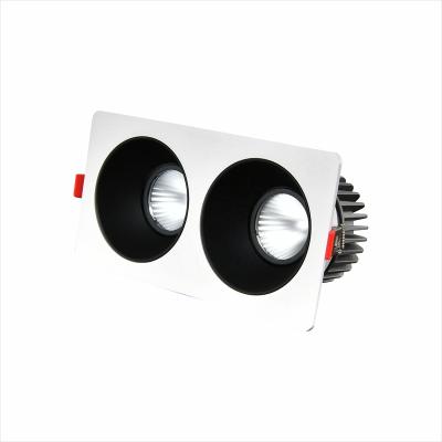 China Hotel White Double Head Square Spotlight For Hotel Lamp Home Black COB Recessed Led Ceiling Flood Spot Light 8w 12w 15w for sale