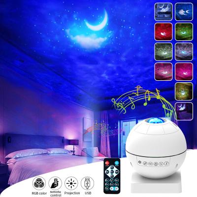 China Modern Moon Star Projector LED Night Light Ocean Wave180 Degrees Rotate Lamp Starry Music Atmosphere Remote Sky Lights for sale