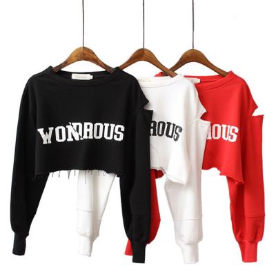 China Breathable Long Sleeve Womens Breathable Pullover Custom Crop Top Hoodies for sale