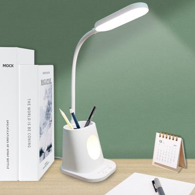 China 2022 Modern New Arrival Creative Multifunctional USB LED Rechargeable Desk Lamp With Pen/Phone Holder LED Table Light for sale