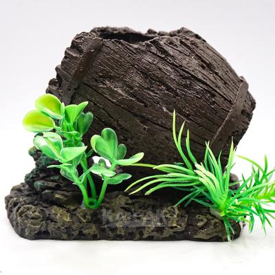 China Sustainable Aquarium Ornaments Artificial Barrel Resin  Bucket Cave Polymer  Aquarium Accessories And Ornaments For Fish Tank Decoration for sale