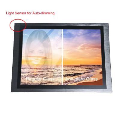 China 15 inch 1024*768 1000nits Touch Monitor Front IP65 Anti-glare Waterproof Aluminum Alloy Embedded For Outdoor Kiosk for sale