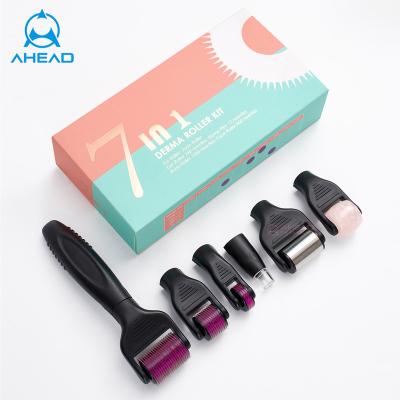 China Hot Selling Anti-Puffiness Professional Customized Logo Skin Care 7 in 1 Dr. Roller Derma Roller Kit Ice Jade Roller Skin Therapy Features for sale