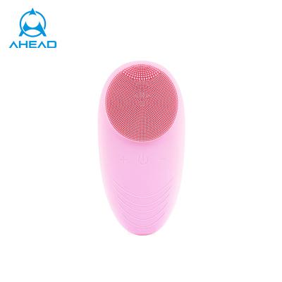 China DEEP CLEANING Pink Radio Charging Brush Face Scrubber Waterproof Ultrasonic Waterproof Cleaning Electric Silicone for sale