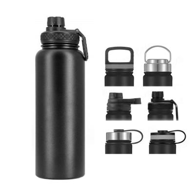 China Viable Insulated Water Bottle 1000ml 32oz Stainless Steel Hydraulic Double Wall Vacuum Wide Mouth Sport Flask With Leakproof Spout Lid for sale