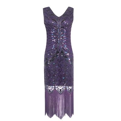 China Breathable Great Gatsby Charleston Vintage 1920s Flapper Dress Women's Tassel Cocktail Dress Ball Gown Sequins for sale