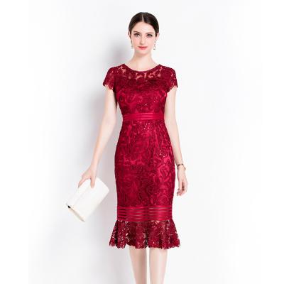 China China Clothing Manufacturers Breathable Short Sleeve Dresses Women Elegant Embroidery Dress for sale