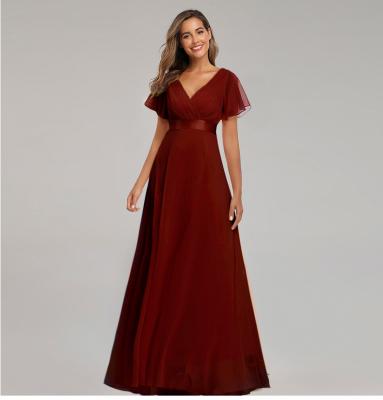 China Wholesale Price Breathable Chiffon Maxi Women Short Sleeve Wedding Party Bridesmaid Dresses for sale