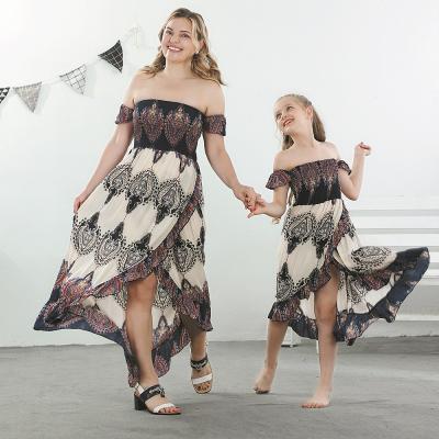 China New Arrival QUICK DRY Mommy and Me Kids Matching Outfit Clothes Long Floral Dress Family Casual Dress for sale