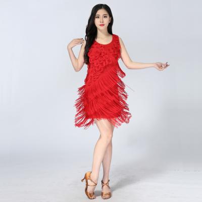 China Latin Dresses Fashion Show Flower Tassel Vest Dance Wear Dress For Lady for sale