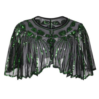 China vintage 1920s women's flapper sequin party cape beaded evening sequin dress cover up GA92 for sale