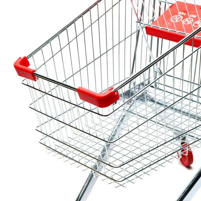 China Folding Retail Store Supermarket Zinc Plated Steel Foldable Shopping Trolleys & Carts With Rubber Wheel for sale