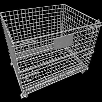 China Stackable Garage Supermarket Storage Space Saving Foldable Stainless Wire Mesh Warehouse Net Steel Cage for sale