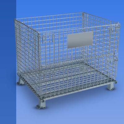 China Stackable Factory Garage Storage Weighted Stainless Steel Wire Mesh Net Foldable Stackable Metal Pallet Cage for sale