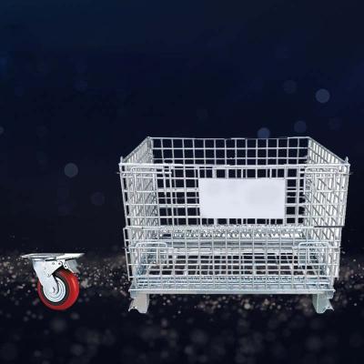 China Stackable Easy Assembling Foldable Industrial Warehouse Garage Factory Stackable Wire Steel Cage For Storage for sale