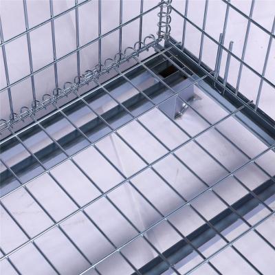 China Stackable Warehouse Industrial Stackable Storage Wire Mesh Pallet Galvanized Steel Cage Metal Container for sale