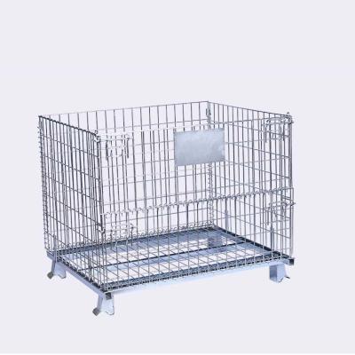 China Stackable 5*10 Mesh Stackable Garage Galvanized Steel Warehouse Folding Storage Stackable Metal Pallet Cage for sale