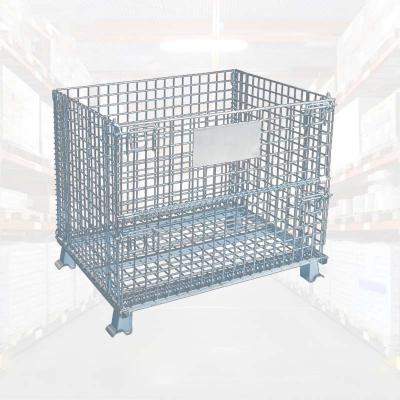 China Stackable Medium Weight Warehouse Stackable Foldable Storage Steel Mesh Galvanized Wire Storage Cages With Mesh for sale