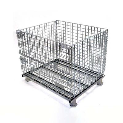 China Stackable Easy Assemble Stackable Steel Pallet Industrial Material Handling Storage Cage Wire Mesh Container for sale