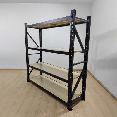 China Corrosion Protection Warehouse 200kg 4-Layer Easy Assembling Detachable Steel Medium Duty Stacking Storage Rack Shelves for sale