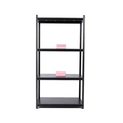 China Corrosion Protection Adjustable Slotted Black Warehouse Storage Household 5 Tier Shelving Unit Angle Steel Shelves for sale