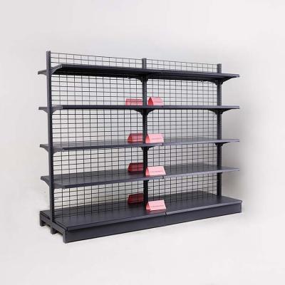 China Double-sided 50kg Double-Sided Net Back Panel Steel 5-Layers Heavy Wire Mesh Supermarket Shelves For Display for sale