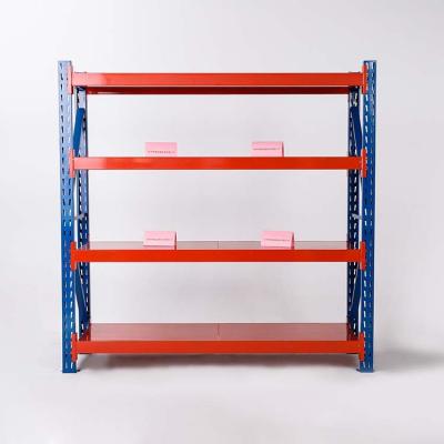 China Corrosion Protection 4-Tier Warehouse Garage Stacking Units Muliti-Layer Storage Rack Open Steel Heavy Duty Shelves for sale