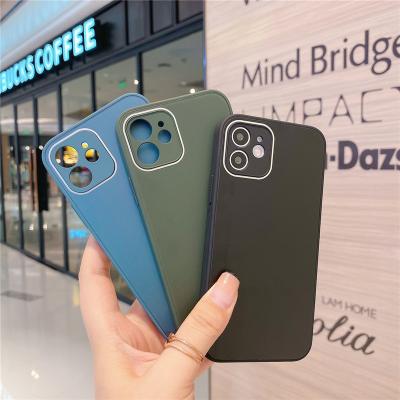 China Customized Candy Logo Matte Tempered Glass Case Slim Shockproof Color Frosted Matte Phone Case For Iphone 13 Pro Case 12 for sale