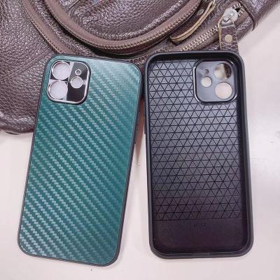 China Full Carbon Fiber Texture Metal Shockproof Protective Camera Phone Case For iPhone 13 Anti Drop Phone Cover for sale