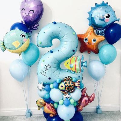 China Column Natural Theme Balloon Decoration World Ocean Sea Latex Kit Octopus Starfish Globefish Seahorse Tropical Fish Foil Balloon Set for sale