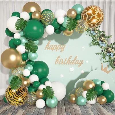 China Multi Style Green Gold Latex Balloons Garland Arch 4D Globos Style Green Foil Chrome Natural Baby Shower Birthday Party Wedding Balloon Decor for sale