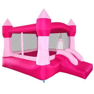 China 0.55mm PVC Tarpaulin Plato INFLATABLE BOUNCE HOUSE PINK PRINCESS CASTLE THEME for sale