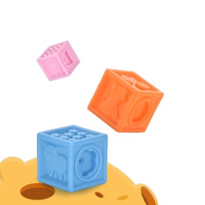 China 6M+ Special Hot Sale 10 Pcs Interesting Squares Stacking Battle Silicone Baby Toys For Children for sale