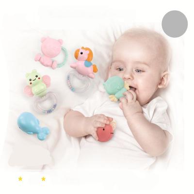 China Musical Toy New Design 6pcs Early Education Baby Rattle Gift Set Rattle Toy Rattle Set Teether Toy for sale