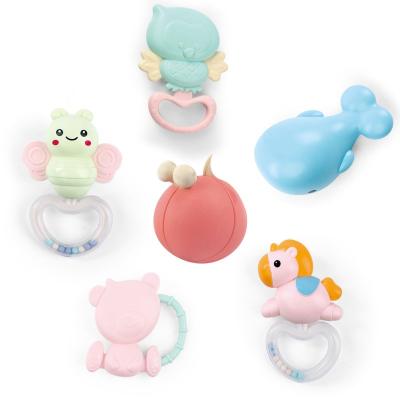 China Soft Toy Hot Selling Wholesale Hand Bells Baby Ratchets Teether Toy 8PCS For Children for sale