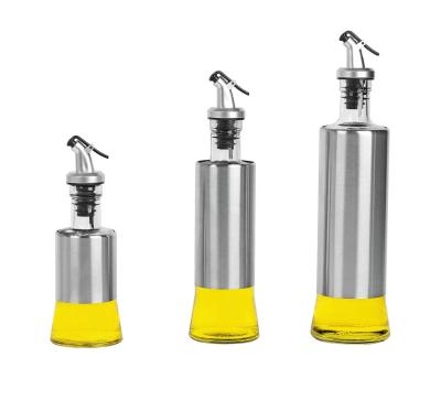 China Amazon Stocked 300ml Glass Size Oil Dispenser Hot Selling Medium Bottle With Premium Stainless Steel for sale