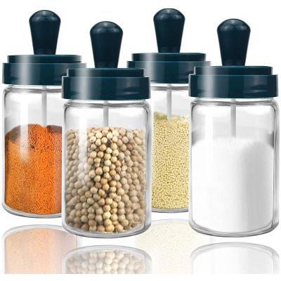 China Viable Glass Spice Jar Set Kitchen 200ml 250ml Spices Set Glass Jar Spice Jars Set With Spoon With Brush for sale