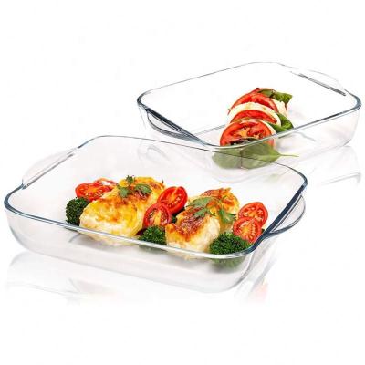 China Wholesale Custom High Quality Glass Tray Set / Ovenproof Glass Baking Set Stocked Tray Pyrex Baking 0.7L Glass Baking Set for sale