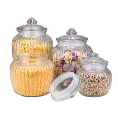 China 650-2300Ml Bulk Freshness Preservation Cans Manufacturers 650-2300Ml Household Grain Glass Food Jars Kitchen Cereal Grain Glass Container Tea Storage Bottle for sale