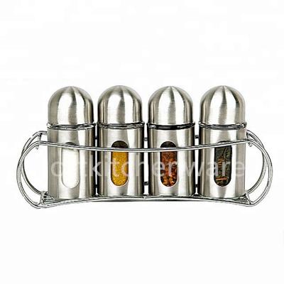 China Sustainable Glass Chrome Spice Jars Tray With Wire Pull Out Spice Holders for sale