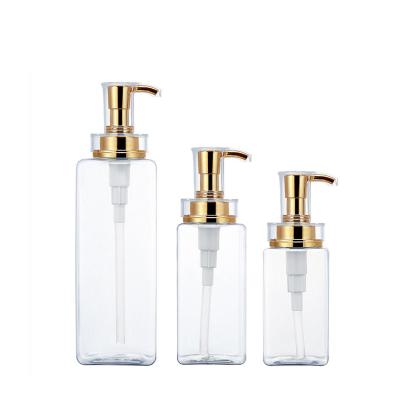 China Large Capacity 800ml Gold Square Luxury Home Lotion Pump Bottle for sale