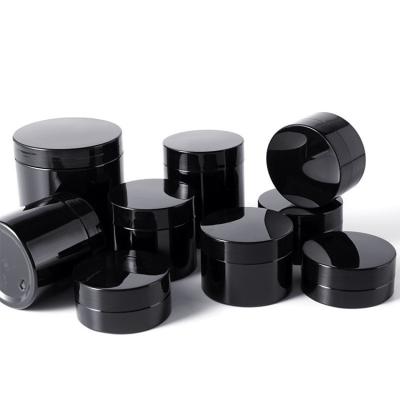 China 60ml 250ml Round Cosmetic Black High Quality Cosmetic Jars Face Body Cream Plastic Jar for sale