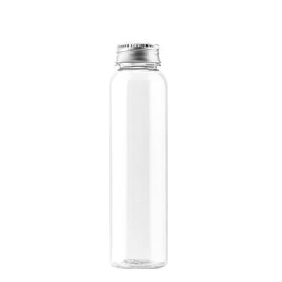 China Public Transparent Plastic Juice Bottles With Cap Disposable Pet Food Grade Beverage for sale