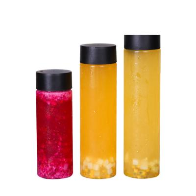 China 500ml Beverage PET Big Mouth Straight Disposable Fruit Juice Bottles With Cap for sale