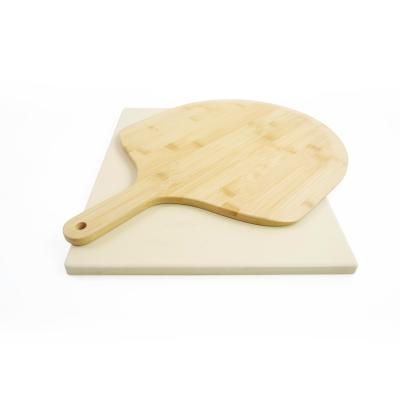 China Sustainable Bamboo Pizza Skin Serving Tray Plate With Pizza Toasting Stone In Ovens / Grills for sale