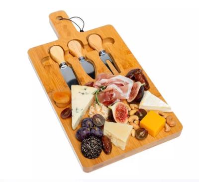 China Sustainable Bamboo Cheese Board Set With Cutlery In Small Slide Cheese Board Knife Set Wood for sale